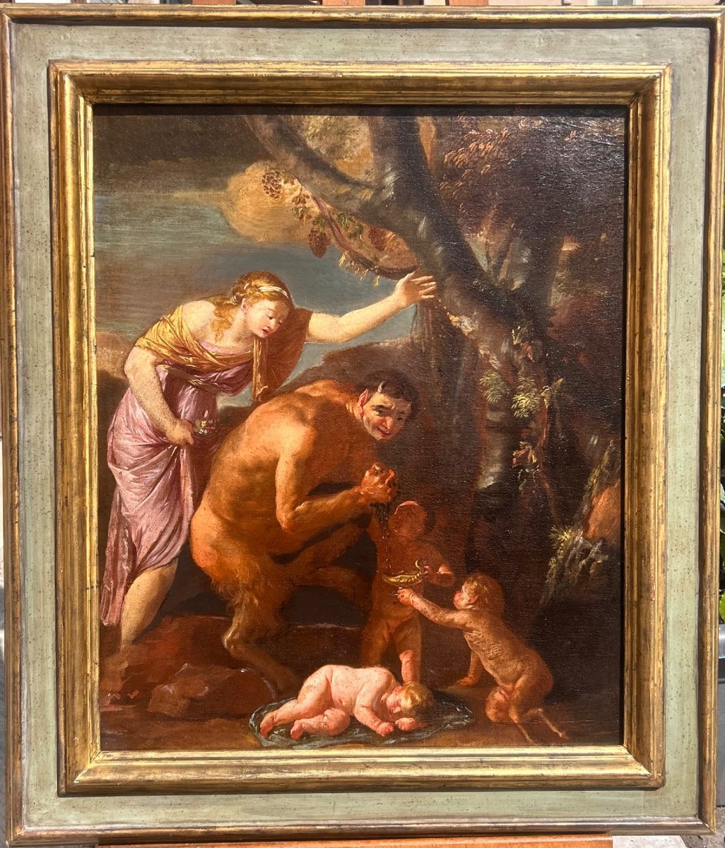 Dionysian Scene With Silenus And Satyrs In Metamorphosis, Oil On Canvas, 17th Century-photo-2