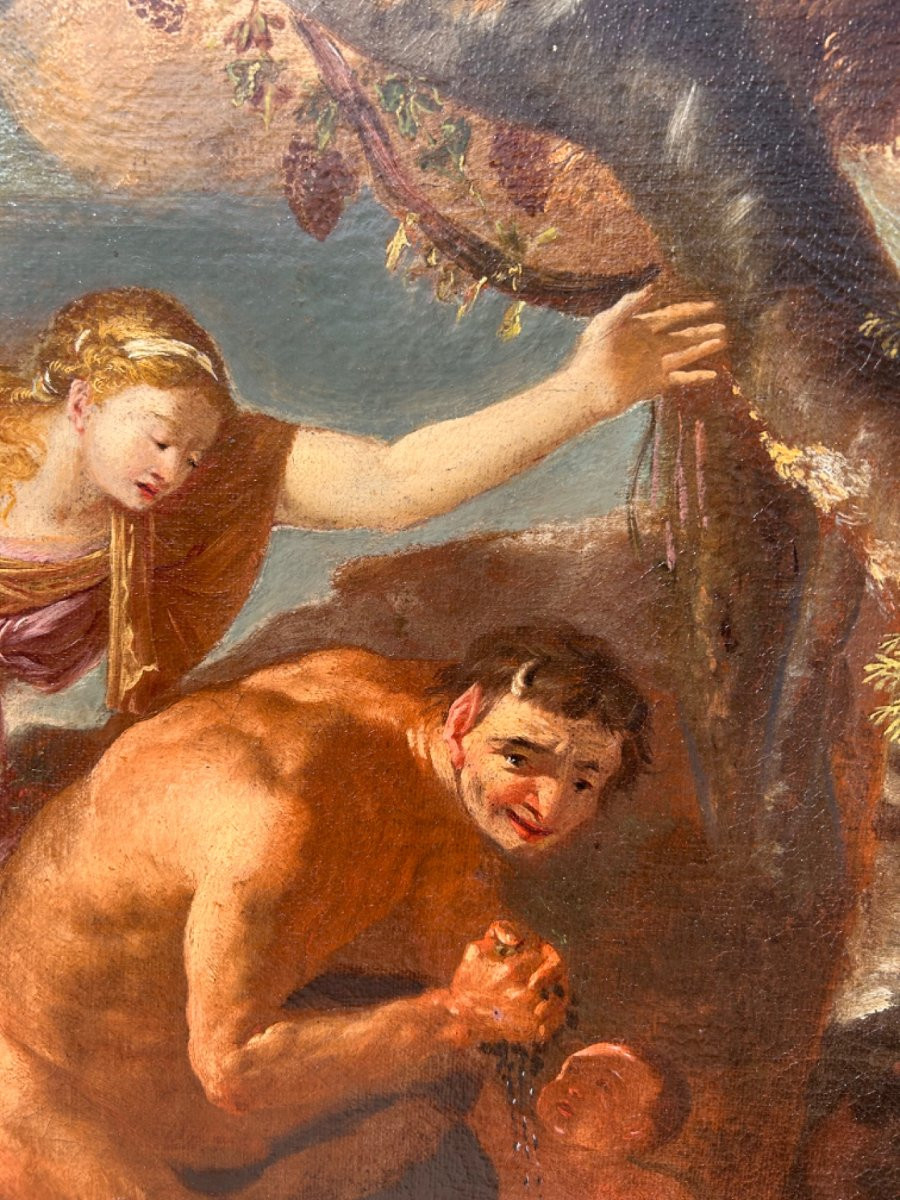 Dionysian Scene With Silenus And Satyrs In Metamorphosis, Oil On Canvas, 17th Century-photo-1