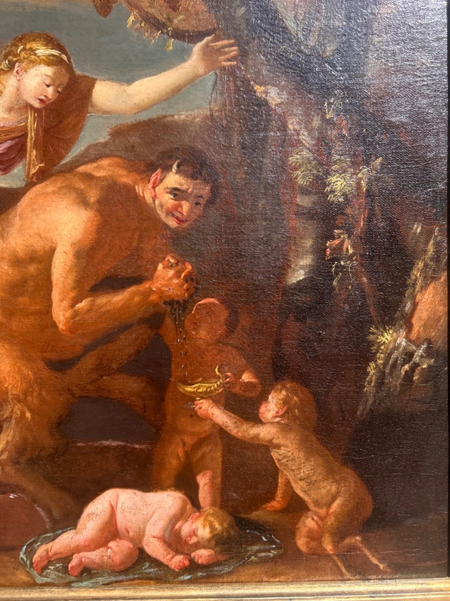 Dionysian Scene With Silenus And Satyrs In Metamorphosis, Oil On Canvas, 17th Century-photo-4