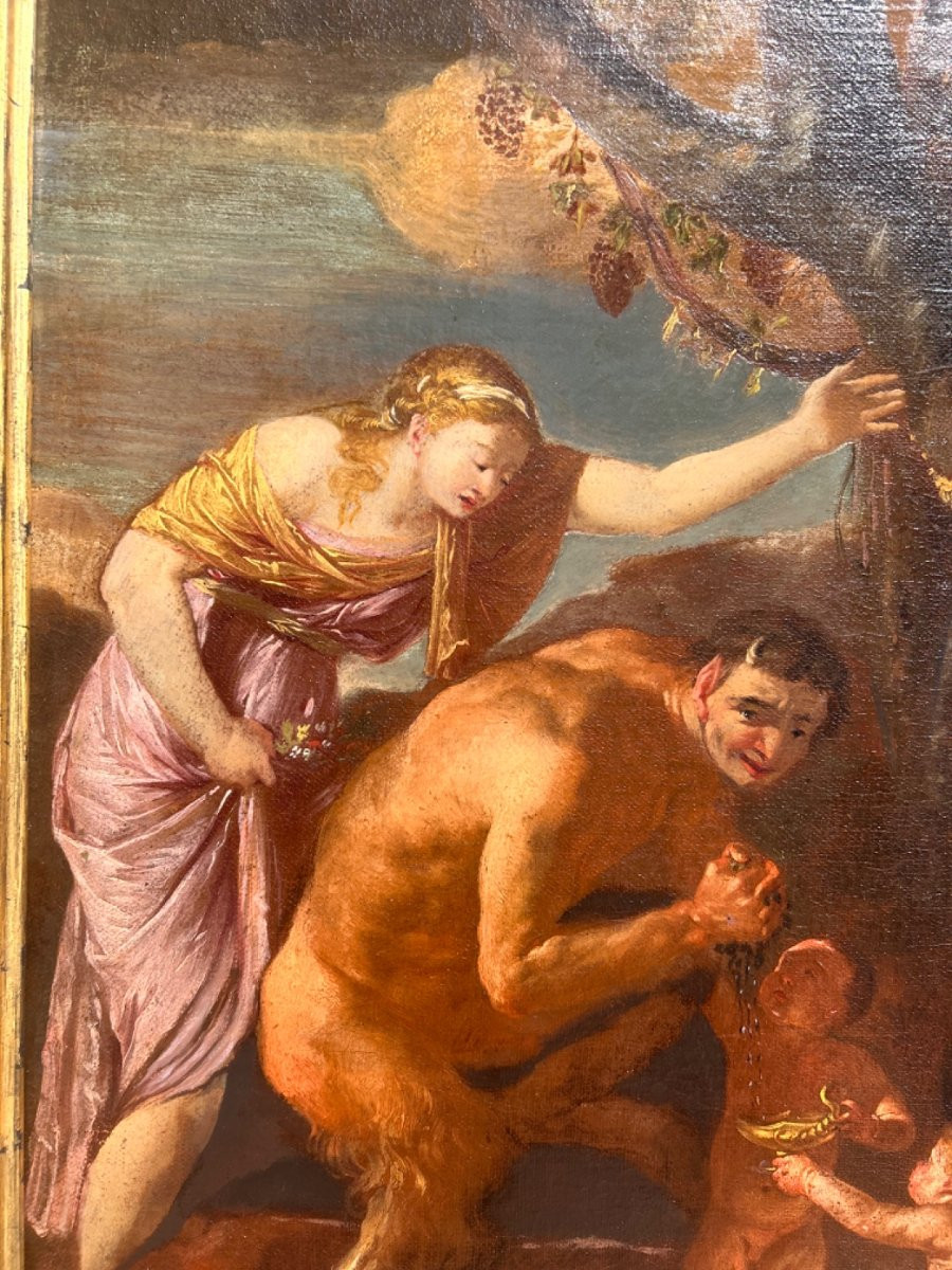 Dionysian Scene With Silenus And Satyrs In Metamorphosis, Oil On Canvas, 17th Century-photo-5