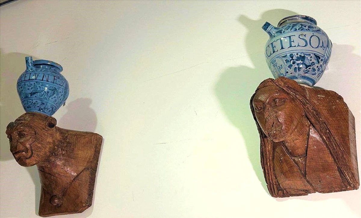 Pair Of Architectural Elements Of Fantastic Figures, Early 16th C. Nordic Art.-photo-2