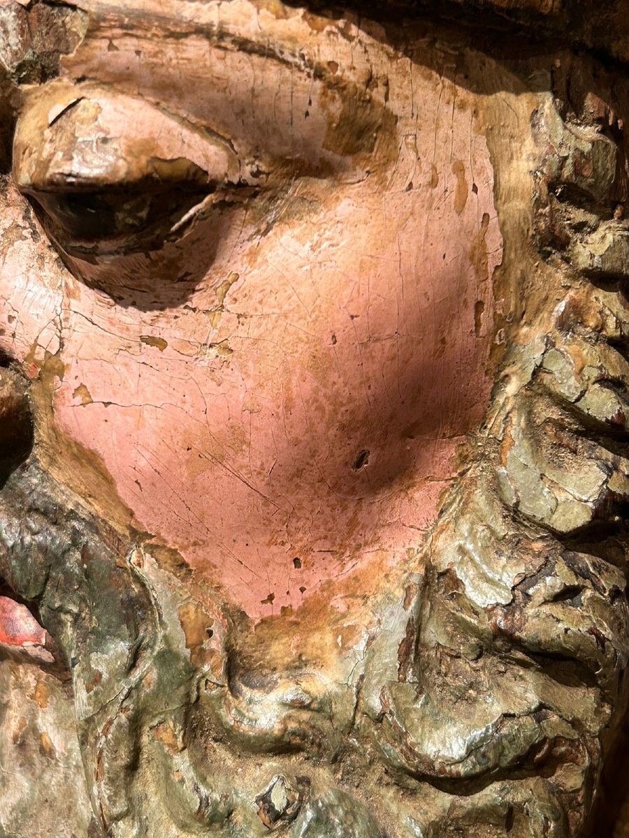 Sculpture d'Un Saint En Bois Polychrome Et Riche Décor ''estofado De Oro'', 1ère Moitié Du XVIs-photo-4