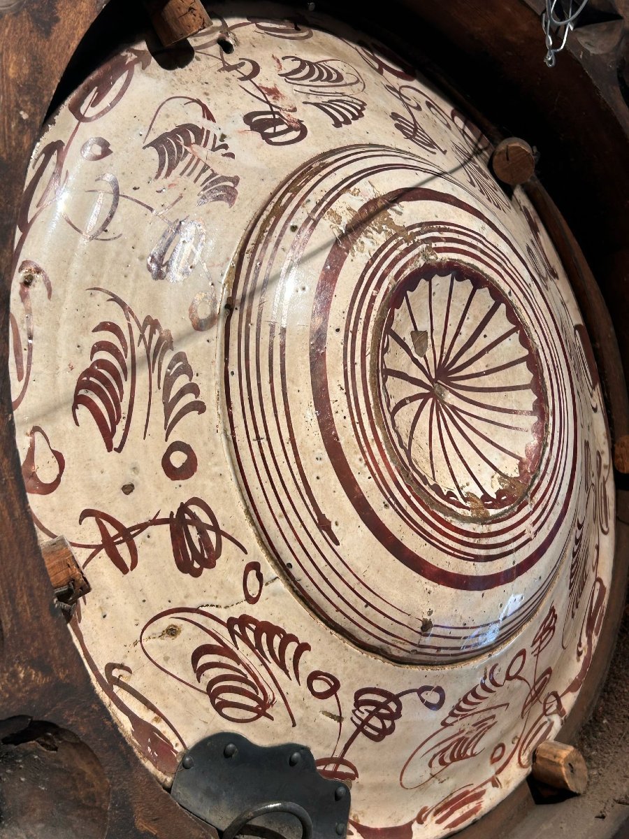 Ancienne assiette lustrée à "pompe" hispano-mauresque de la fin du XVe siècle.-photo-3
