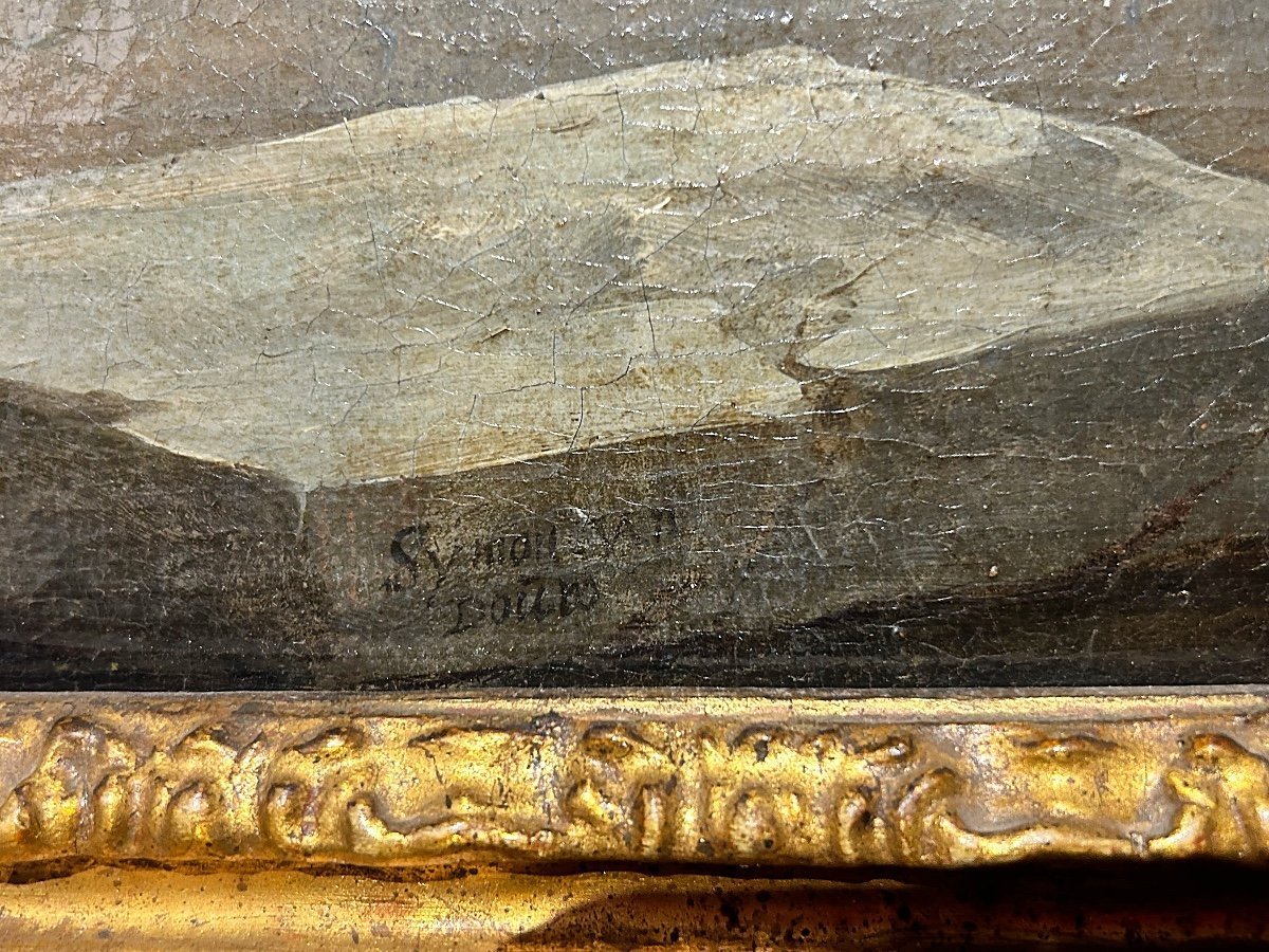 "hunting Trip With Falconer" Signed By The Dutch Master Simon Van Douw (1630-1677)-photo-3