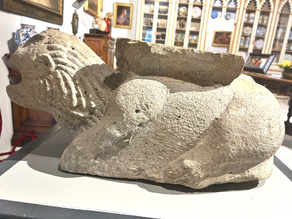 Stylophore Sea Lion In Gray Peperino, XIth-xiith Century-photo-3