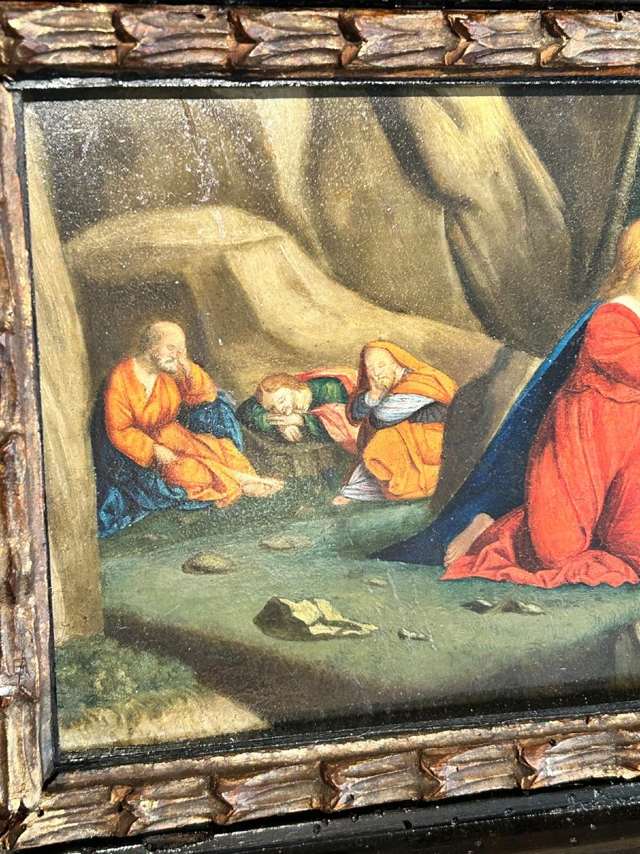 Prayer In The Garden Of Gethsemane, Oil On Panel From The School Of Ferrara, 16th Century.-photo-3