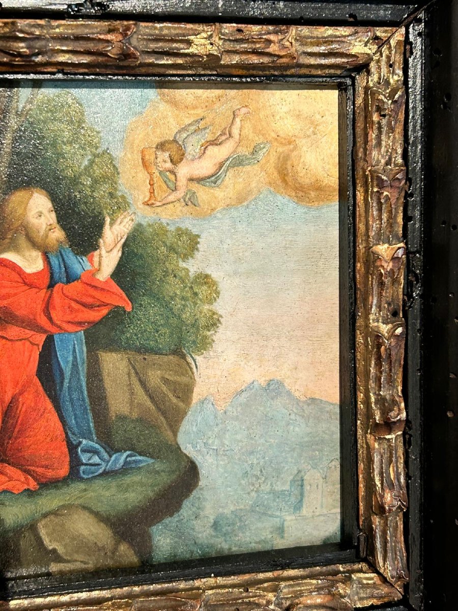 Prayer In The Garden Of Gethsemane, Oil On Panel From The School Of Ferrara, 16th Century.-photo-4
