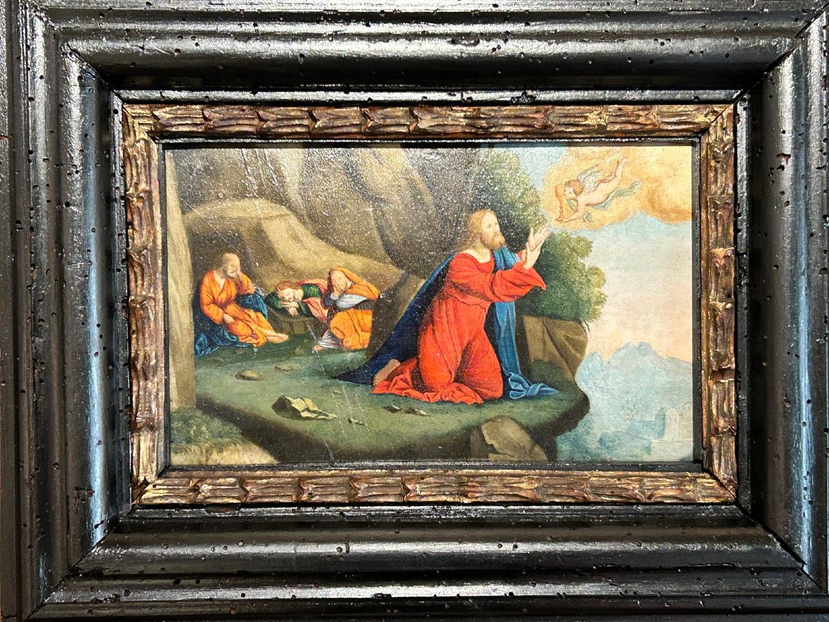 Prayer In The Garden Of Gethsemane, Oil On Panel From The School Of Ferrara, 16th Century.-photo-1