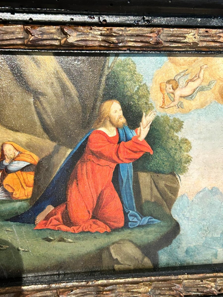 Prayer In The Garden Of Gethsemane, Oil On Panel From The School Of Ferrara, 16th Century.-photo-2