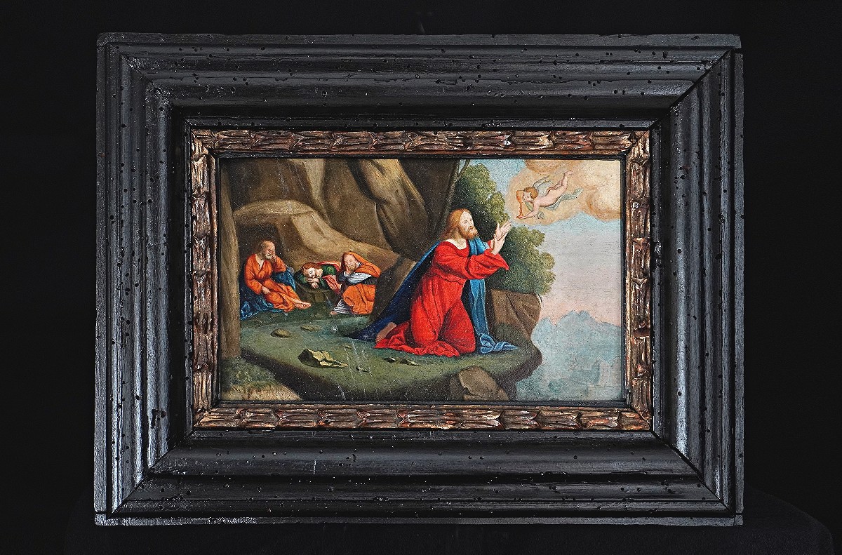 Prayer In The Garden Of Gethsemane, Oil On Panel From The School Of Ferrara, 16th Century.