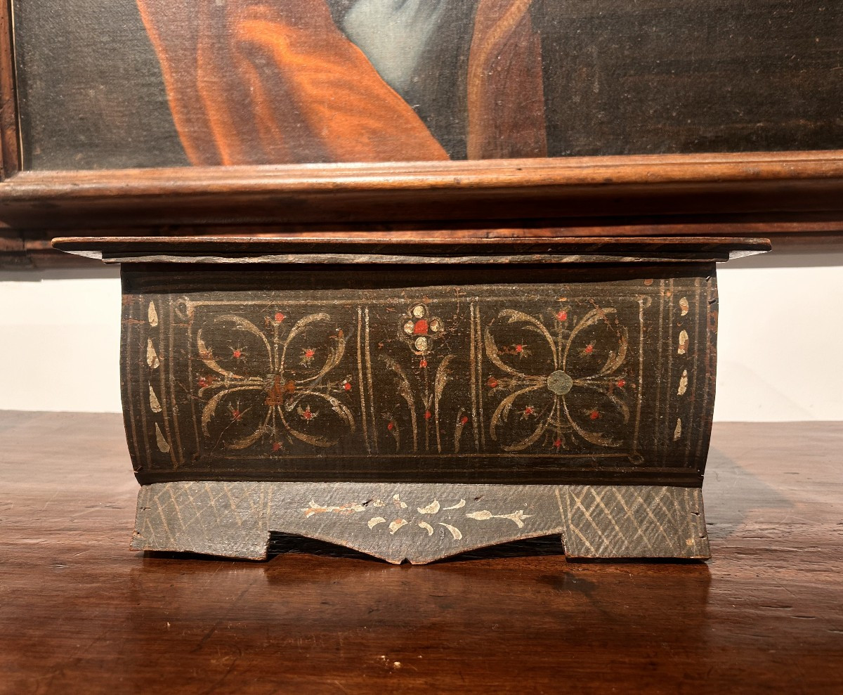 Coffre miniature - coffret en bois laqué et décoré, Toscane debut du XVII siecle