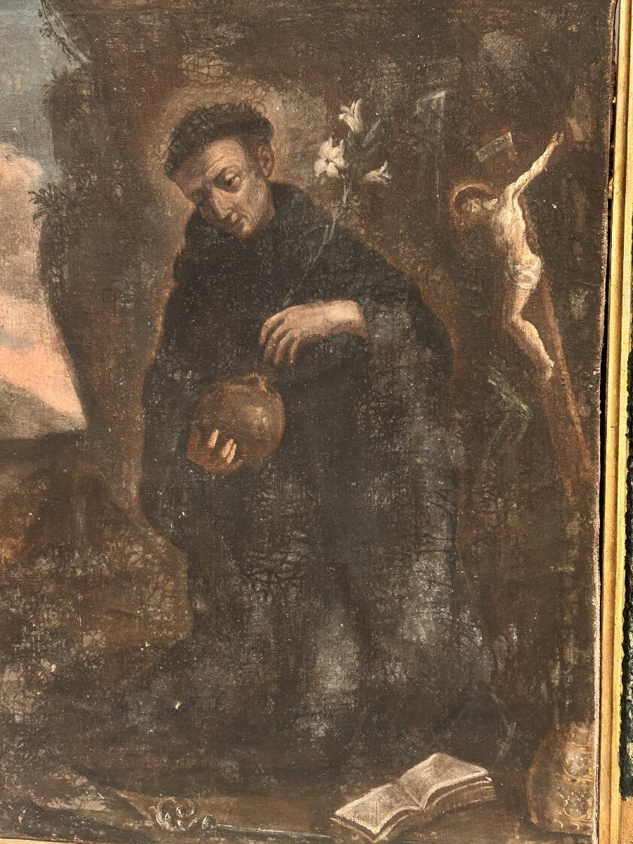 Pair Of Religious Paintings In Their Original Frames. Central Italy, 17th Century.-photo-4