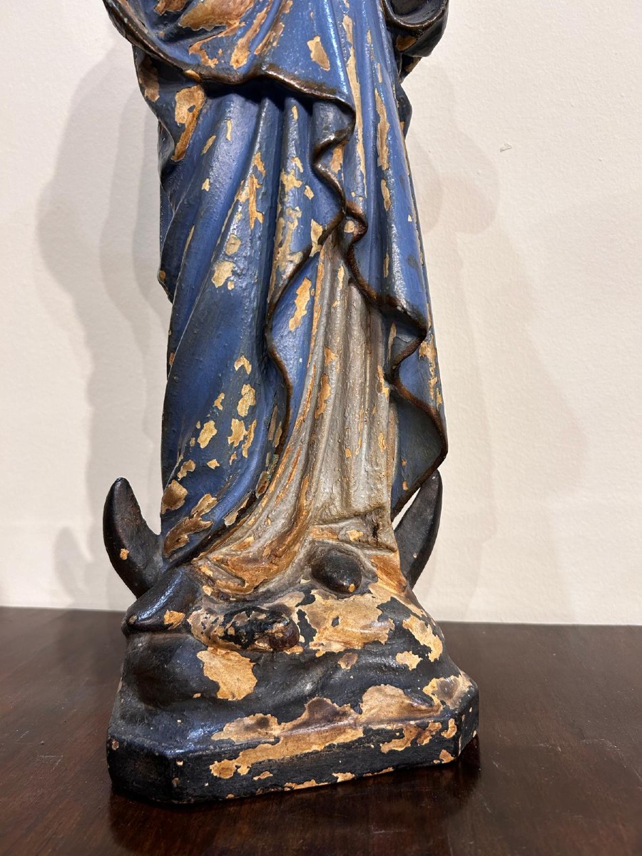 Polychrome Papier Mache Sculpture Representing Mary Immaculate. Central Italy, 18th Century-photo-3