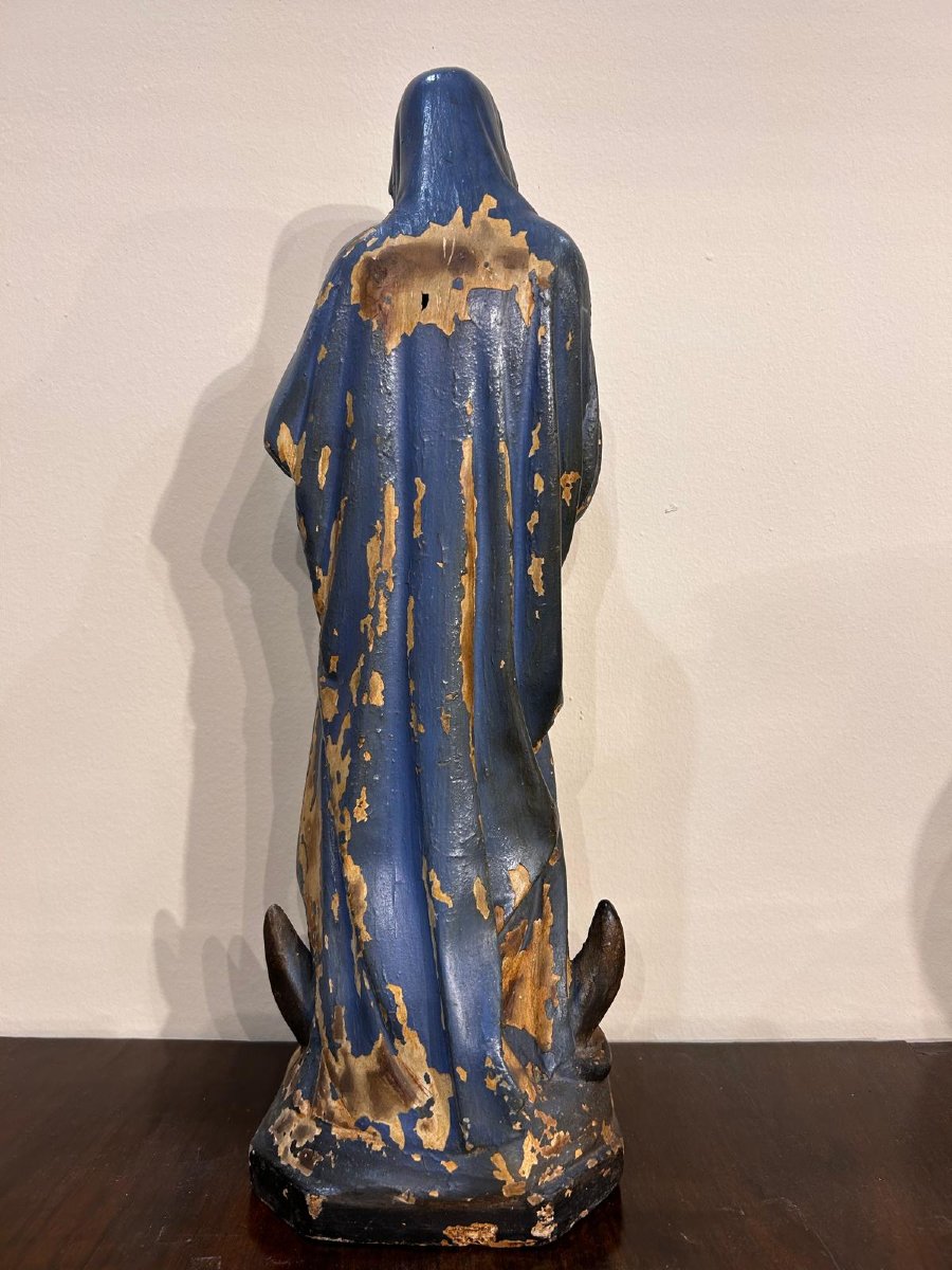 Polychrome Papier Mache Sculpture Representing Mary Immaculate. Central Italy, 18th Century-photo-1