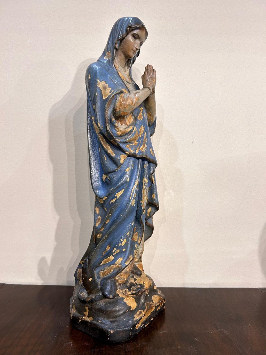 Polychrome Papier Mache Sculpture Representing Mary Immaculate. Central Italy, 18th Century-photo-2