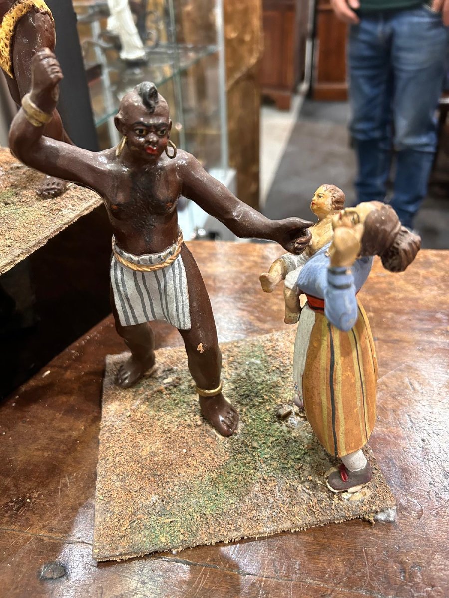 Diorama Ancien En Terre Cuite Polychrome Composé De Figurines Du Massacre Des Innocents, Naples-photo-3