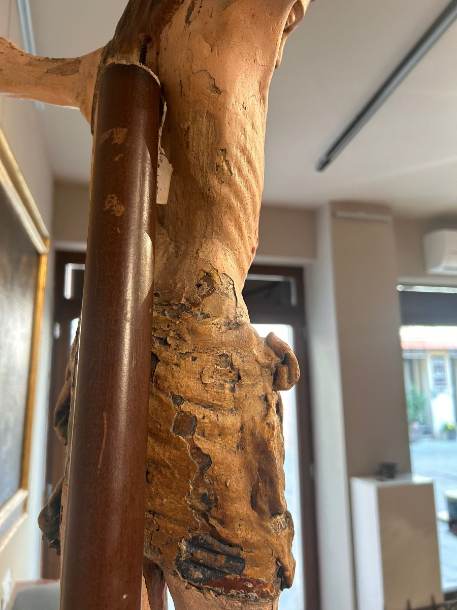 Umbrian 16th C. Wooden Cristh Sculpture With Original Polychromy-photo-5