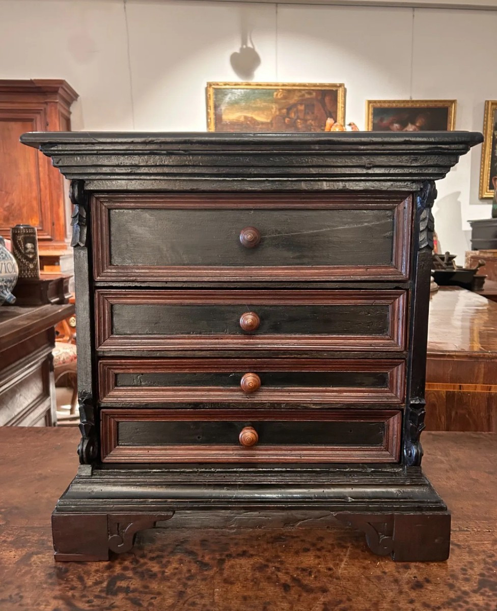 Unusual Walnut Model Of XVIIth Chest Of Drawers.