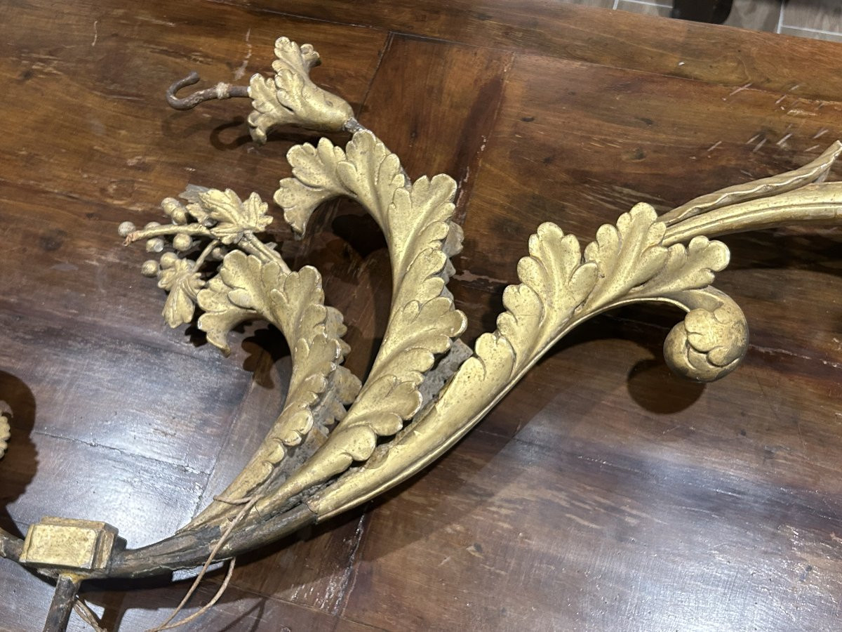 Important Gilded And Richly Carved Palace Torch Holders, Central Italy, 17th C. (70cm X 140cmh)-photo-3