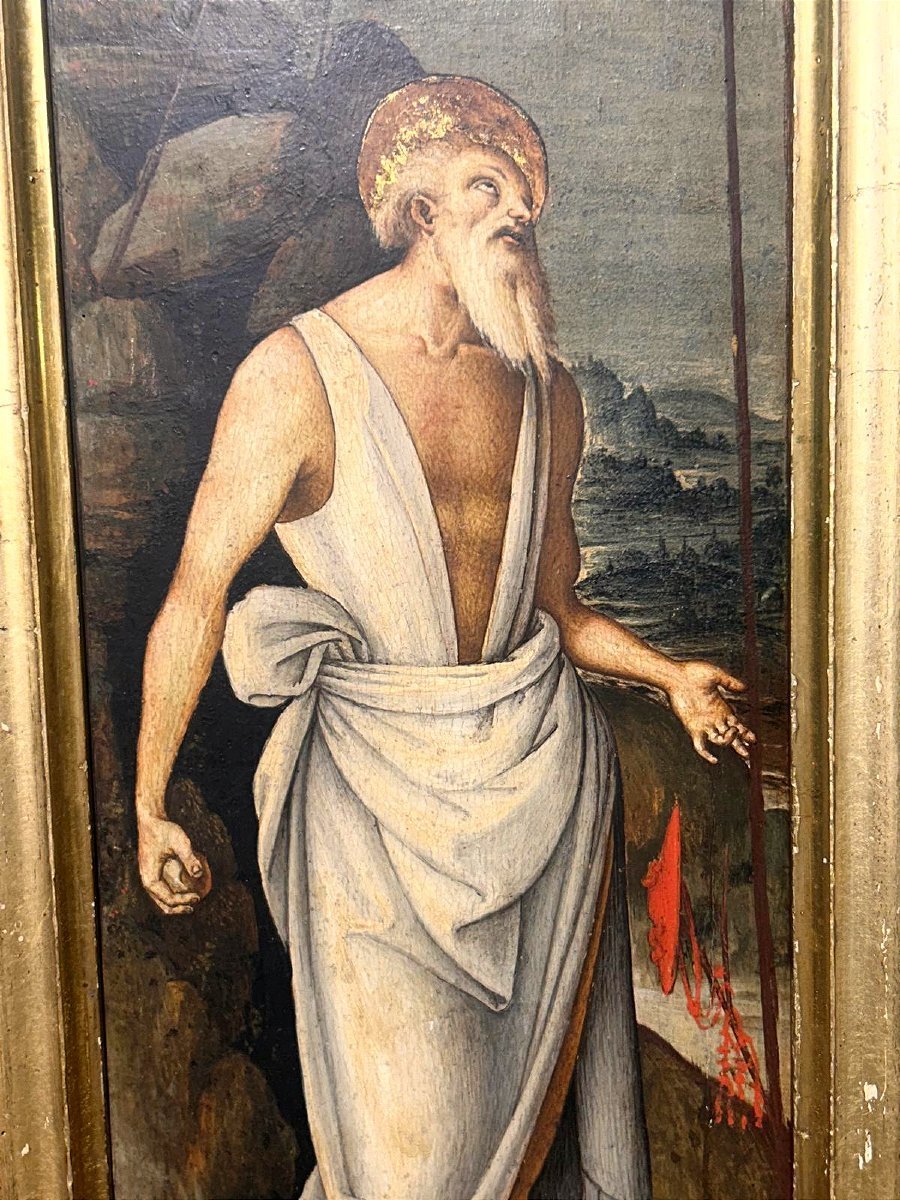Saint Jérôme, huile sur bois attr. "Maître du Tondo de Greenville", élève toscan de P.Perugino.-photo-4