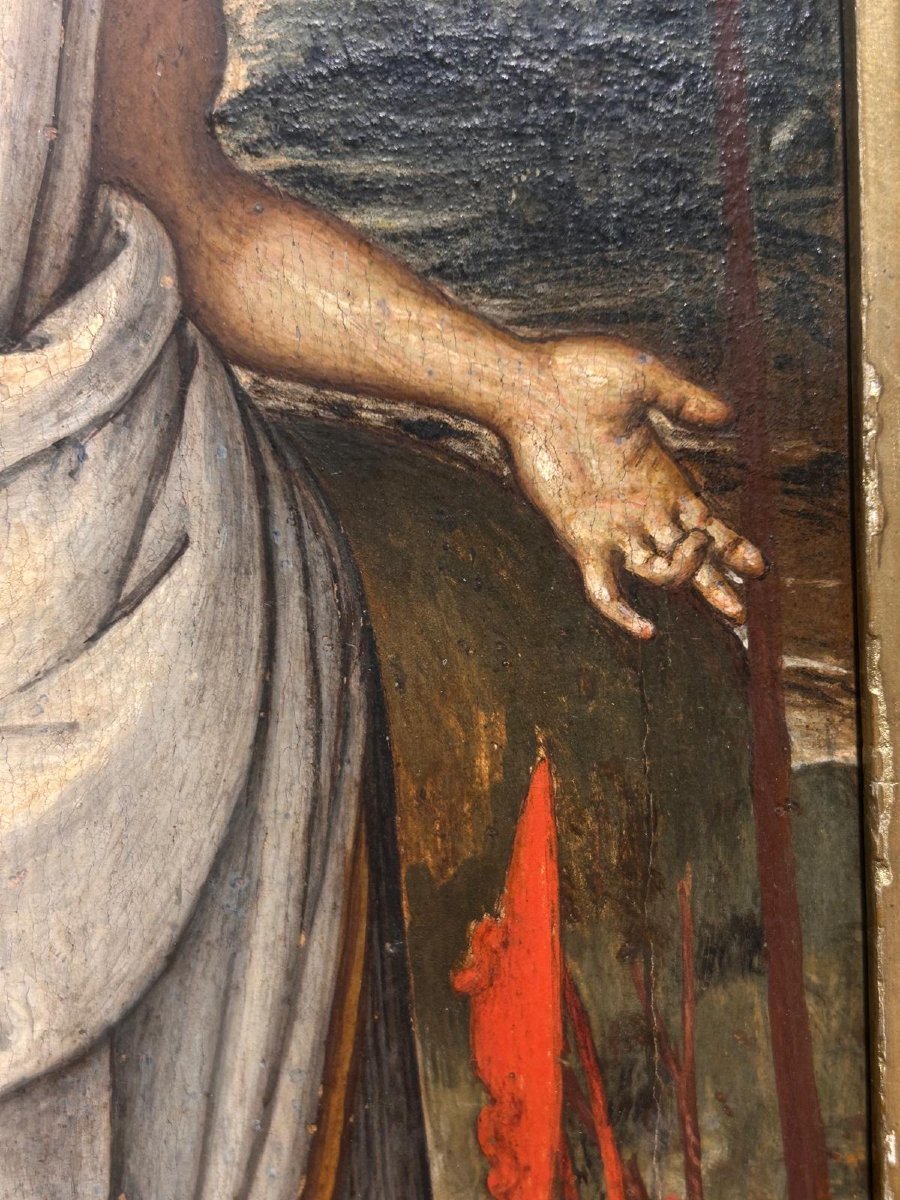 Saint Jérôme, huile sur bois attr. "Maître du Tondo de Greenville", élève toscan de P.Perugino.-photo-2