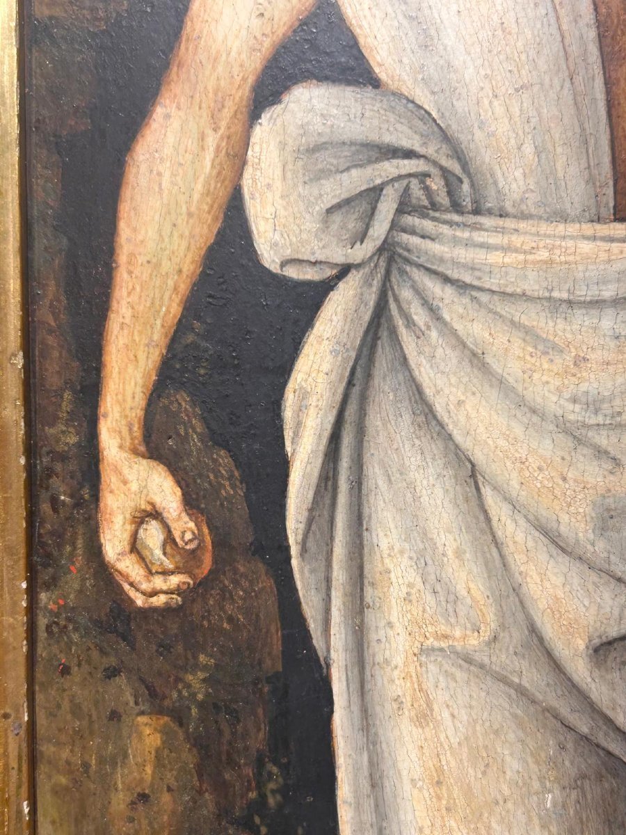 Saint Jérôme, huile sur bois attr. "Maître du Tondo de Greenville", élève toscan de P.Perugino.-photo-3