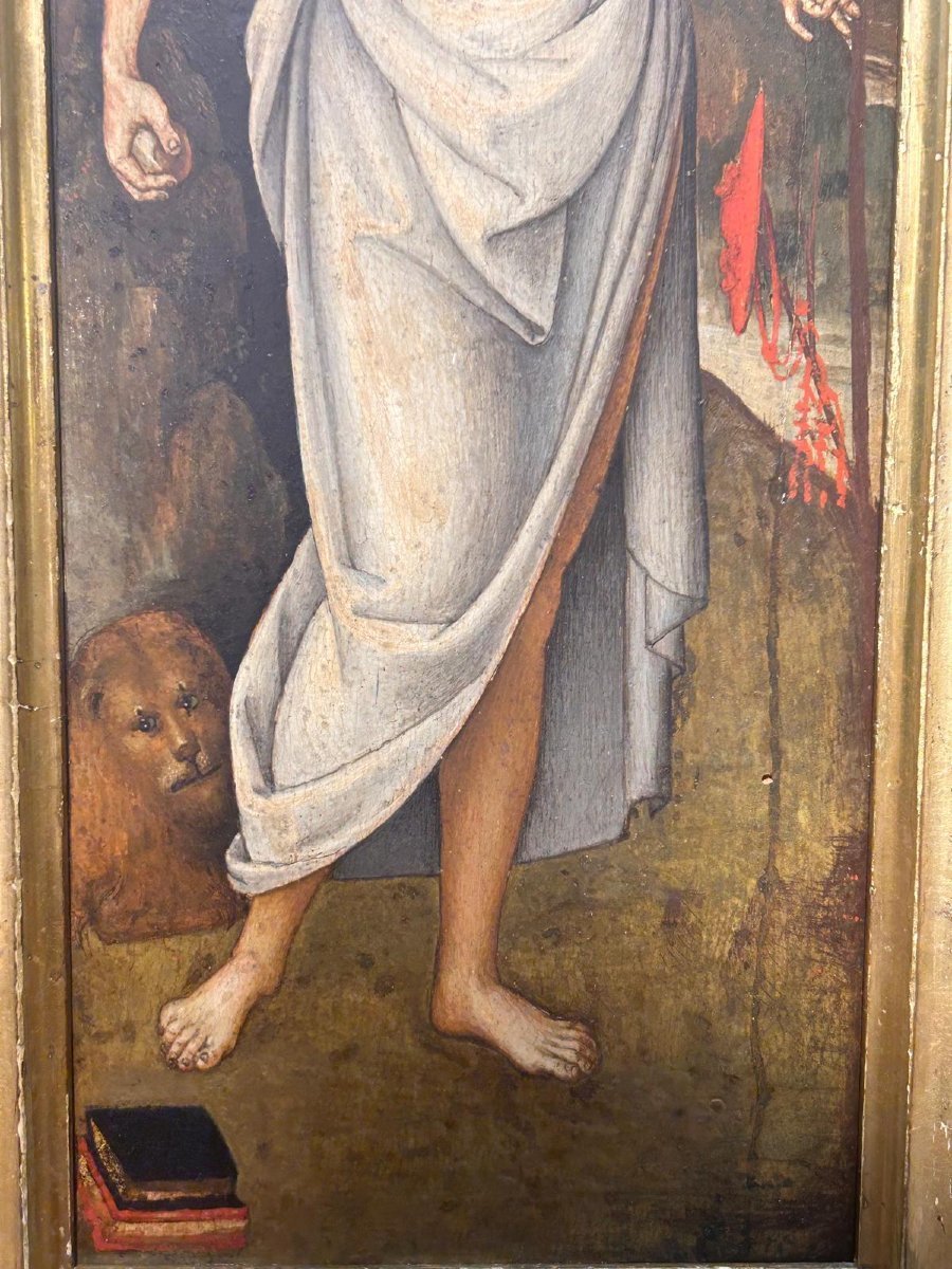 Saint Jérôme, huile sur bois attr. "Maître du Tondo de Greenville", élève toscan de P.Perugino.-photo-5
