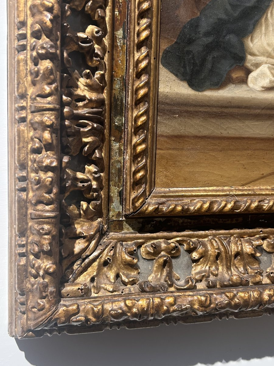 Sebastiano Conca - "madonna Del Rosario" On A Rare Carved And Glass-inlaid Frame.-photo-6