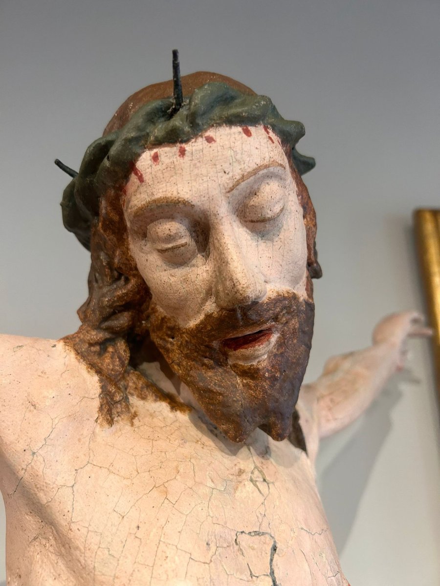 Christ en bois polychrome. Italie centrale, debut du XVIe s..-photo-6