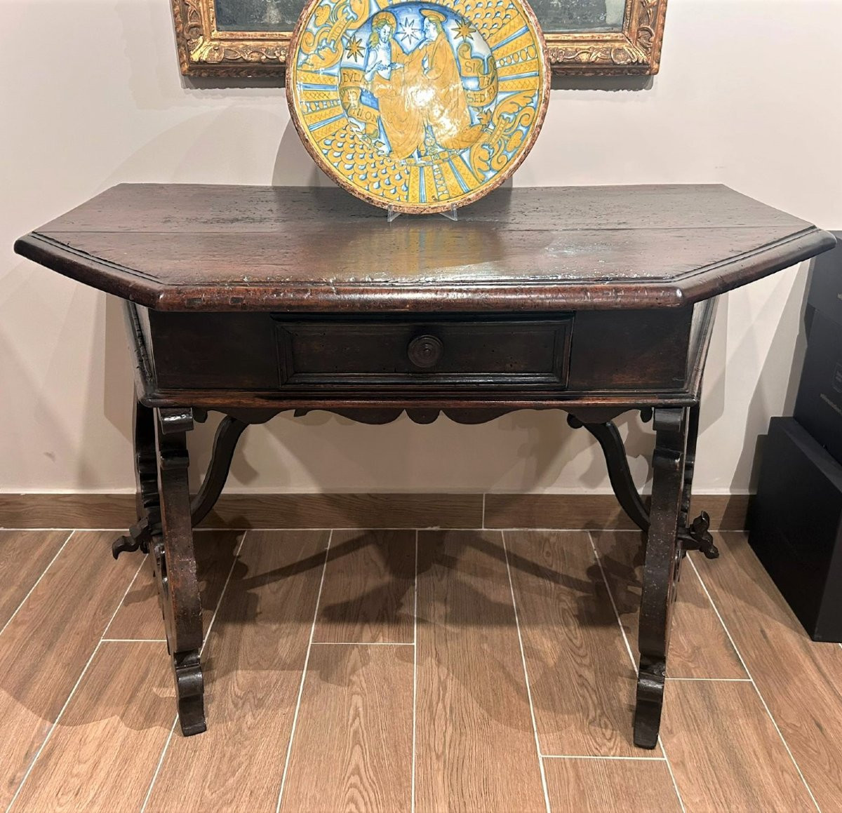 Toscane Walnut Console From The 16th Century.-photo-2