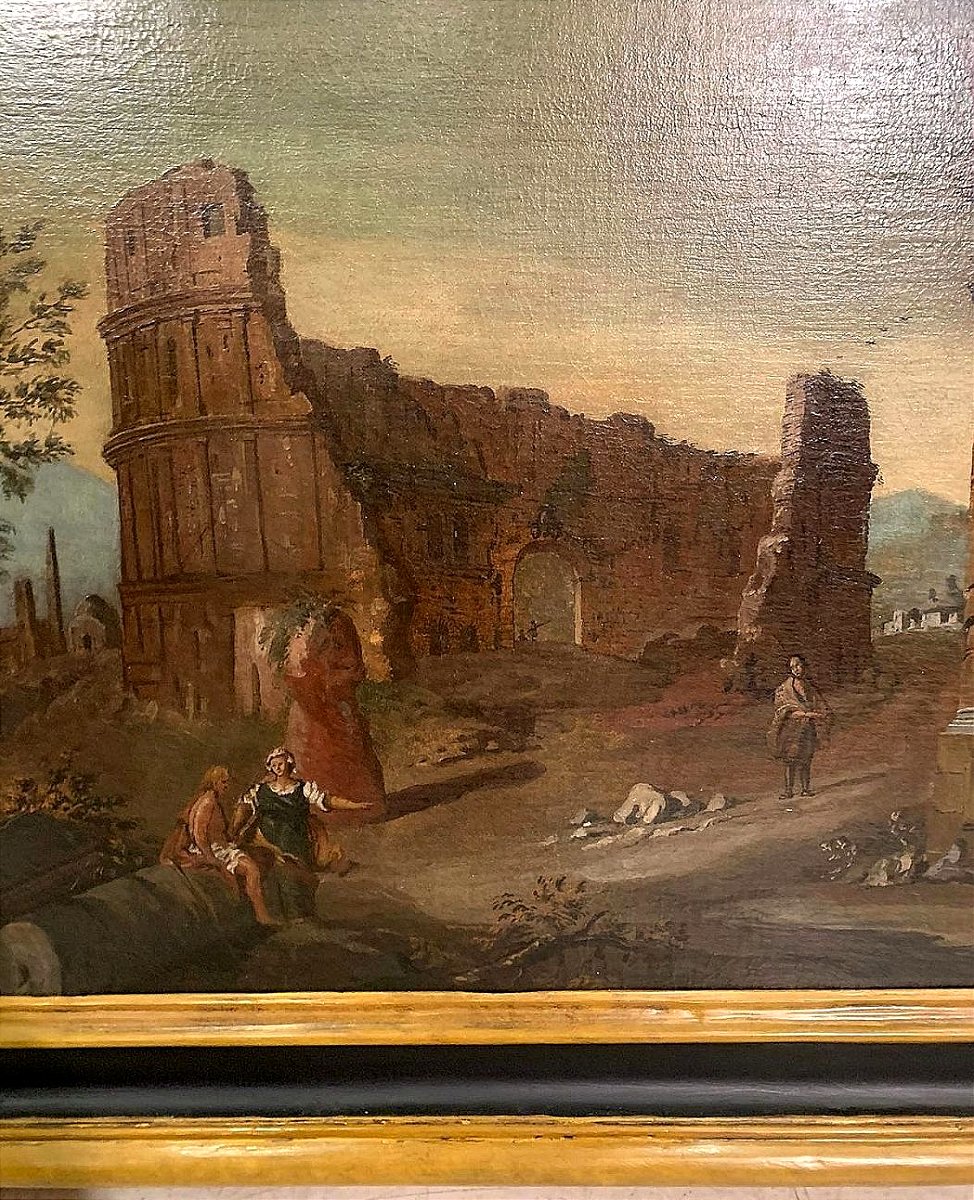 Landscape With Classical Ruins Attr. To Gaetano Ottani , With Original Feame  (140 X 126cm)-photo-2