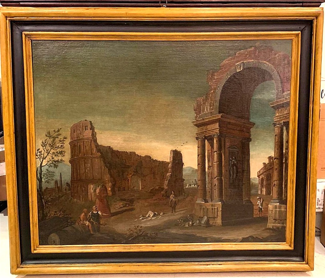 Landscape With Classical Ruins Attr. To Gaetano Ottani , With Original Feame  (140 X 126cm)