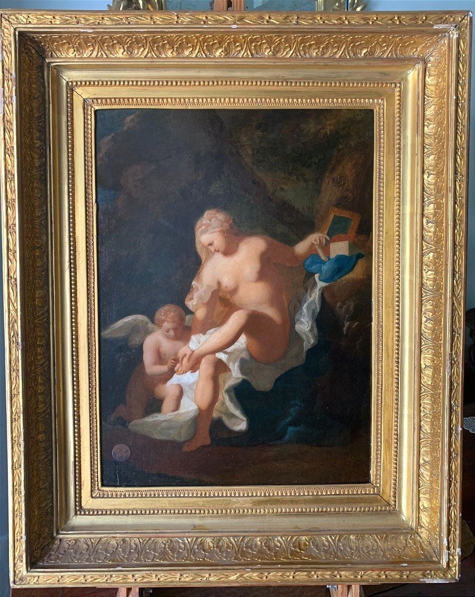 Toilette De Vénus, Huile Sur Panneau, Début 19ème Siècle.-photo-2