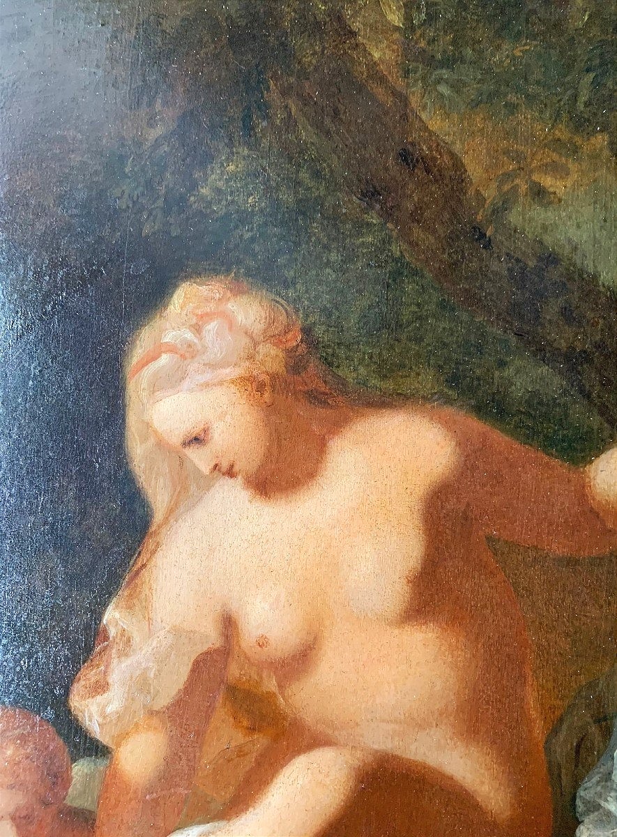 Toilette De Vénus, Huile Sur Panneau, Début 19ème Siècle.-photo-4