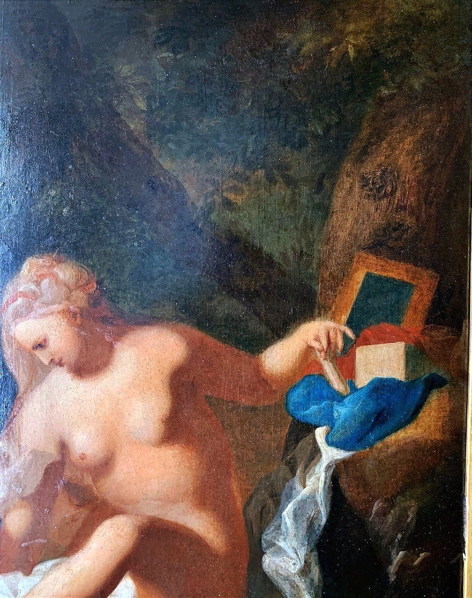 Toilette De Vénus, Huile Sur Panneau, Début 19ème Siècle.-photo-2
