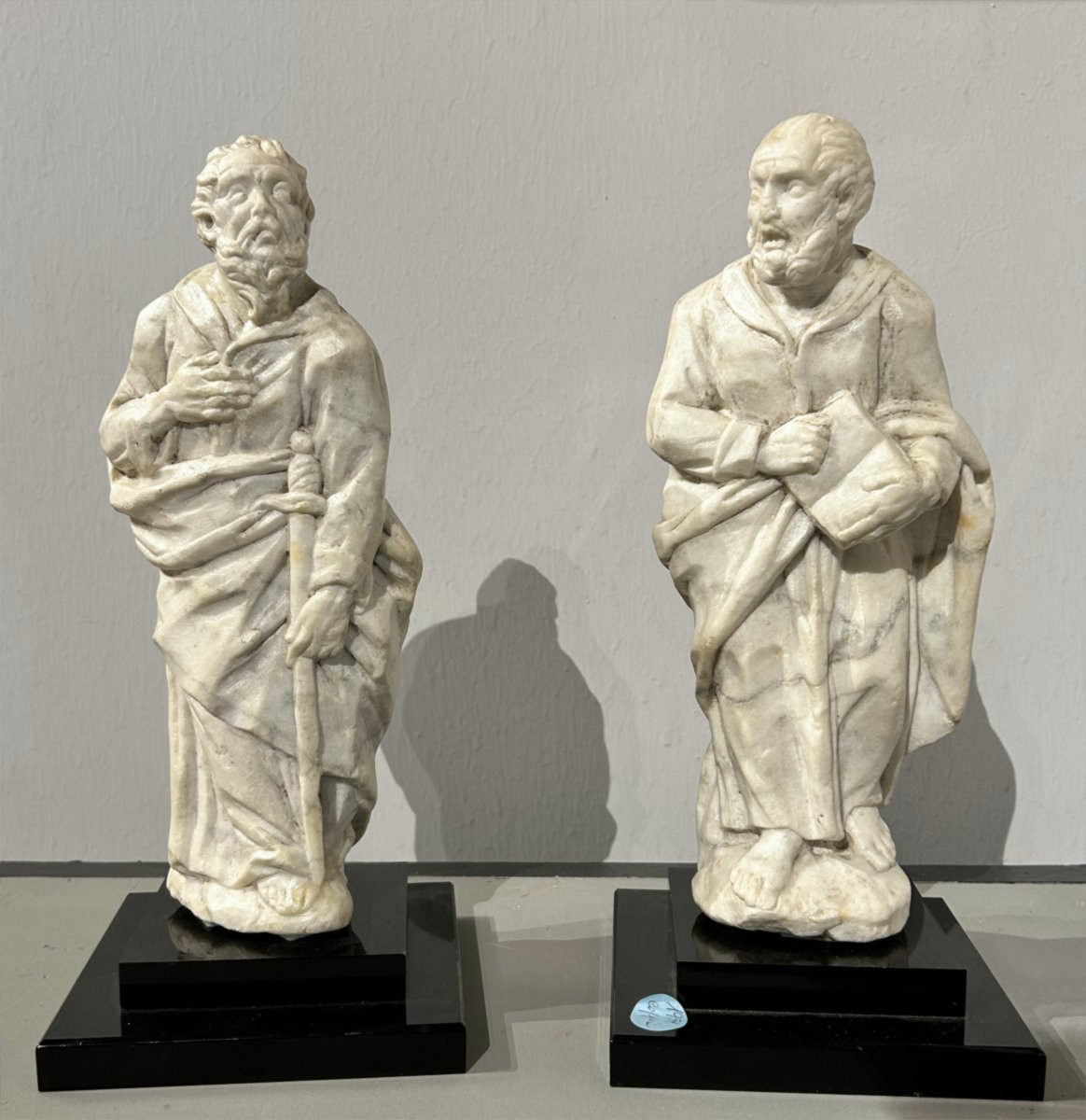 Saints Pierre Et Paul En Marbre Blanc Sculpté. Rome, XVIe Siècle.-photo-2