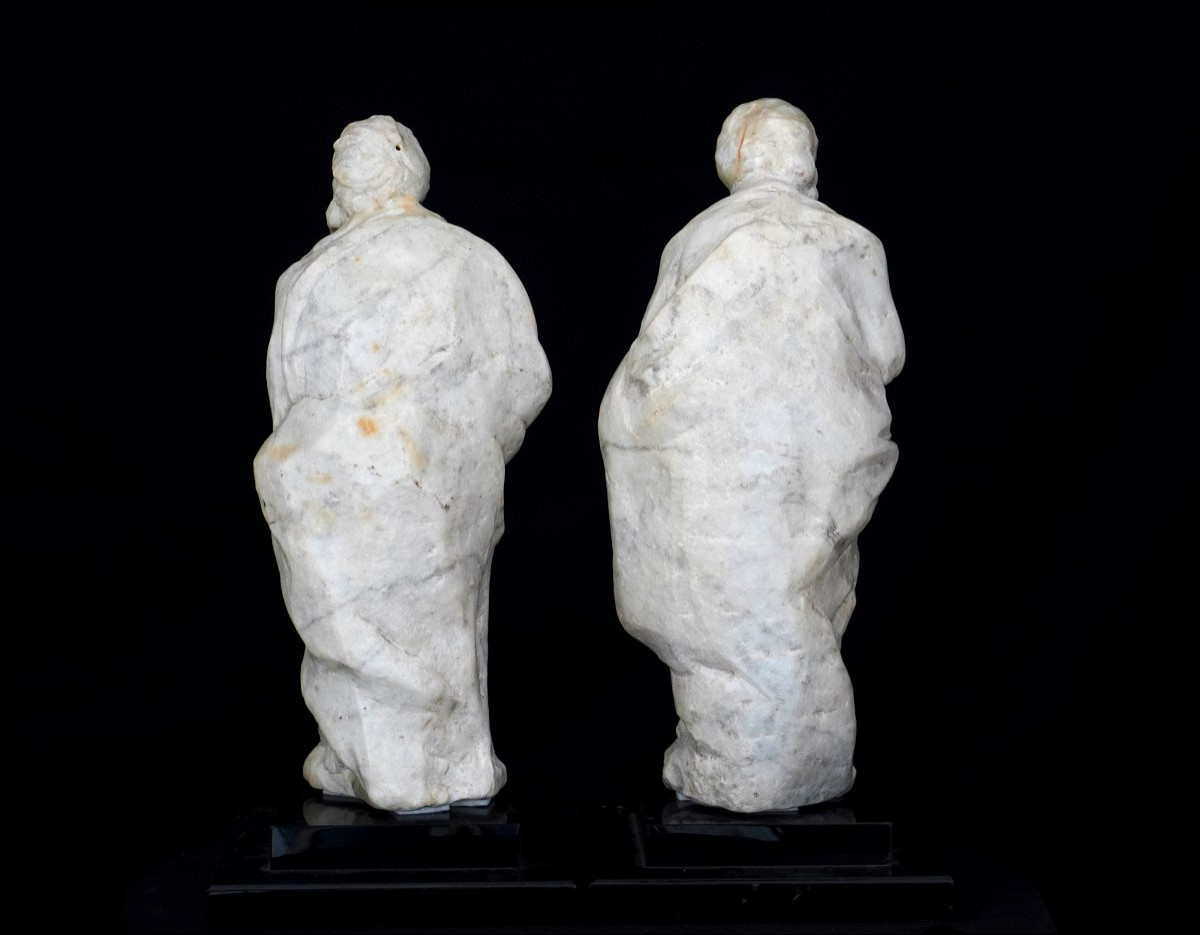 Saints Pierre Et Paul En Marbre Blanc Sculpté. Rome, XVIe Siècle.-photo-4