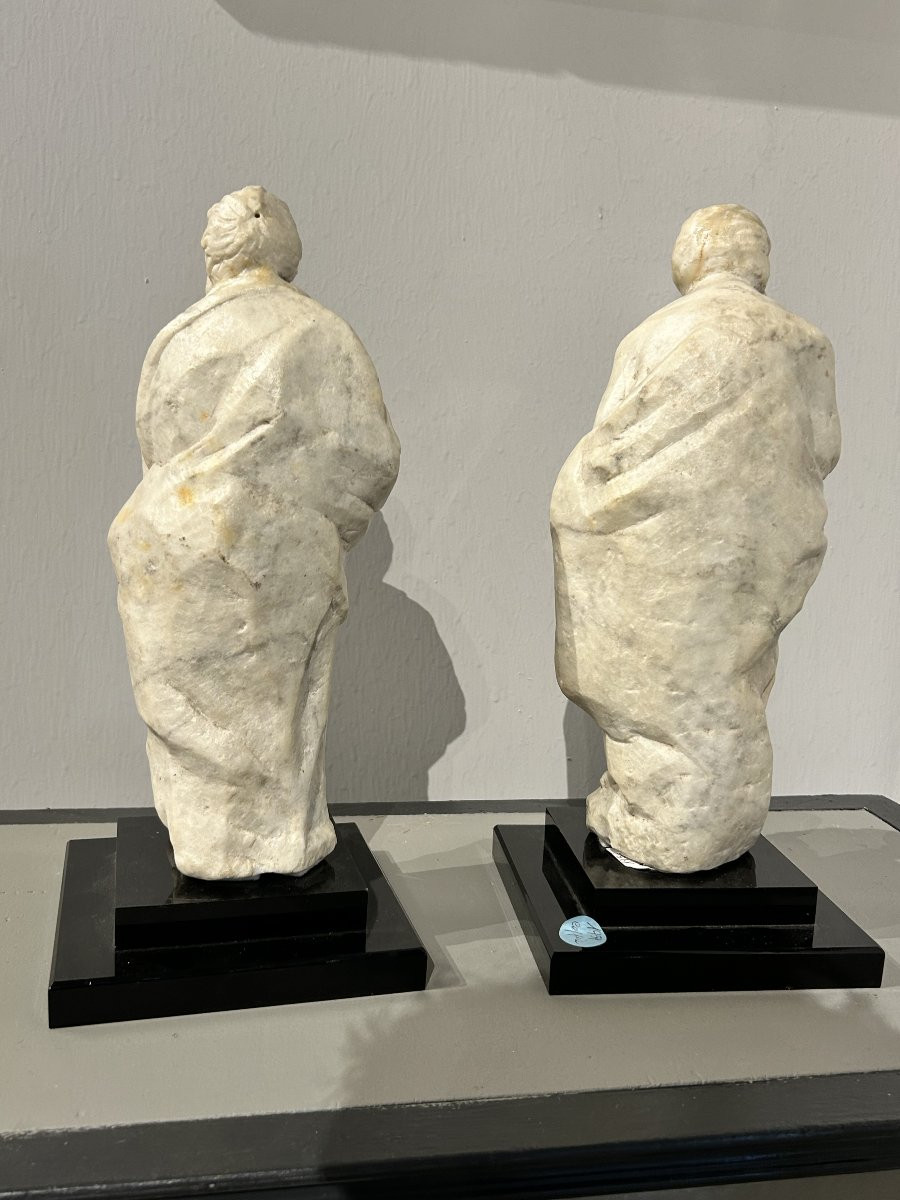 Saints Pierre Et Paul En Marbre Blanc Sculpté. Rome, XVIe Siècle.-photo-3