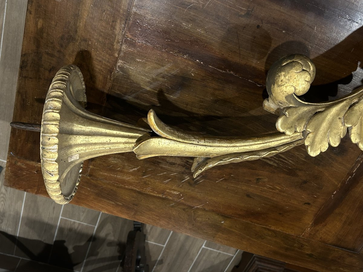 Important Gilded And Richly Carved Palace Torch Holders, Central Italy, 17th C. (70cm X 140cmh)-photo-4