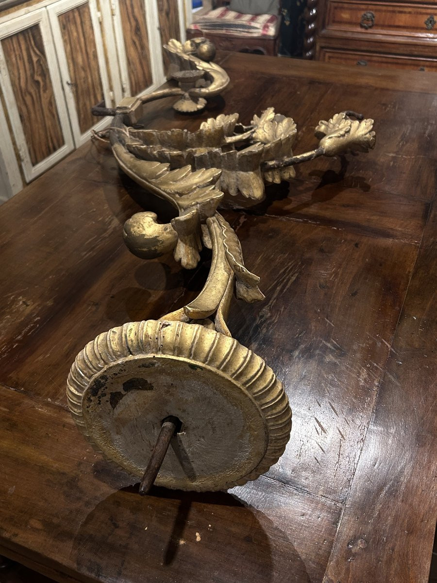 Important Gilded And Richly Carved Palace Torch Holders, Central Italy, 17th C. (70cm X 140cmh)-photo-6
