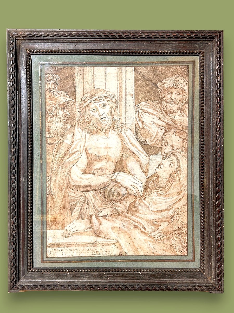 Hecce Homo,  dessin  du XVIIe s. (Inv. Correggio, Dis. Agost. Carracci) (375 x 270 mm)