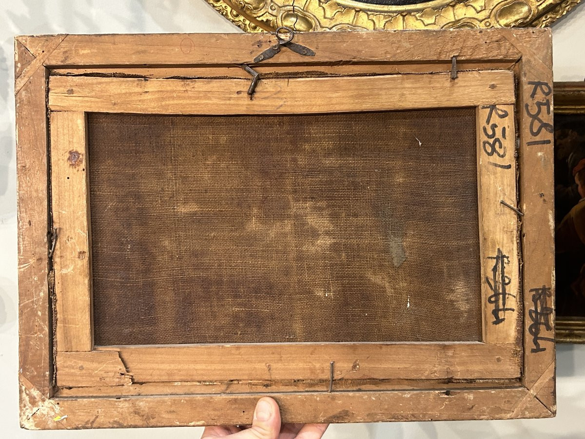 Paire de tableaux représentant des scènes de jeu. École piémontaise, XVIIIe siècle.-photo-4