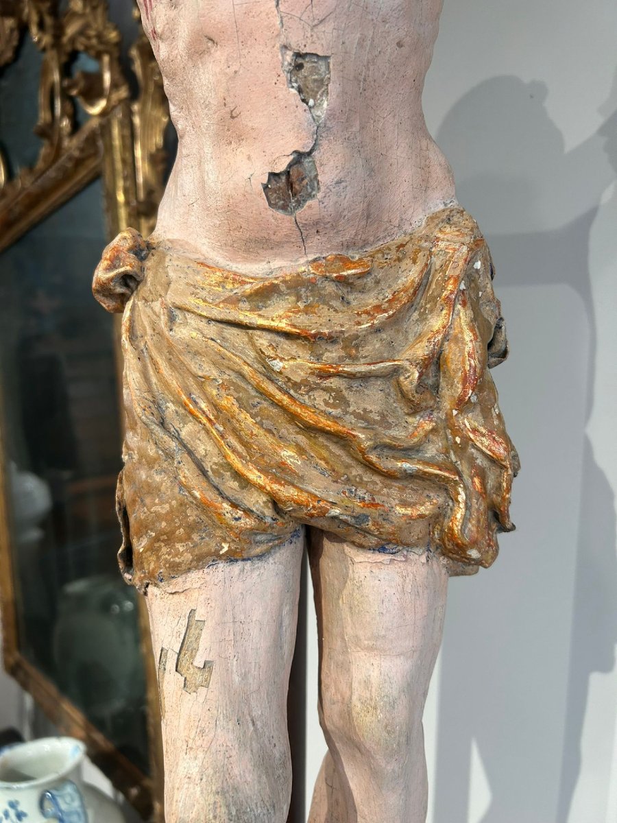 Christ en bois polychrome. Italie centrale, debut du XVIe s..-photo-3
