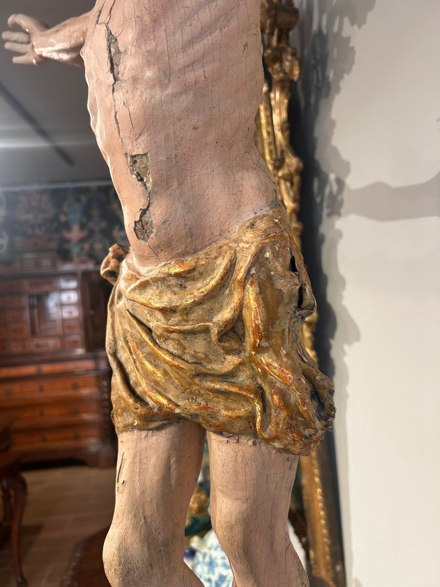 Christ en bois polychrome. Italie centrale, debut du XVIe s..-photo-2