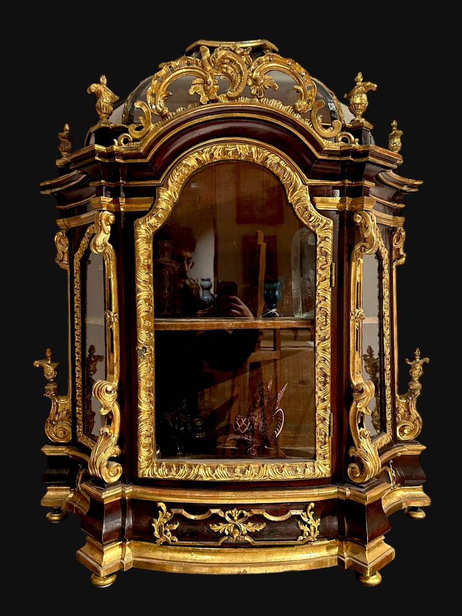 Important Romanesque Baroque Showcase In Wood And Gilded With Pure Gold. Second Half 17th C.-photo-2