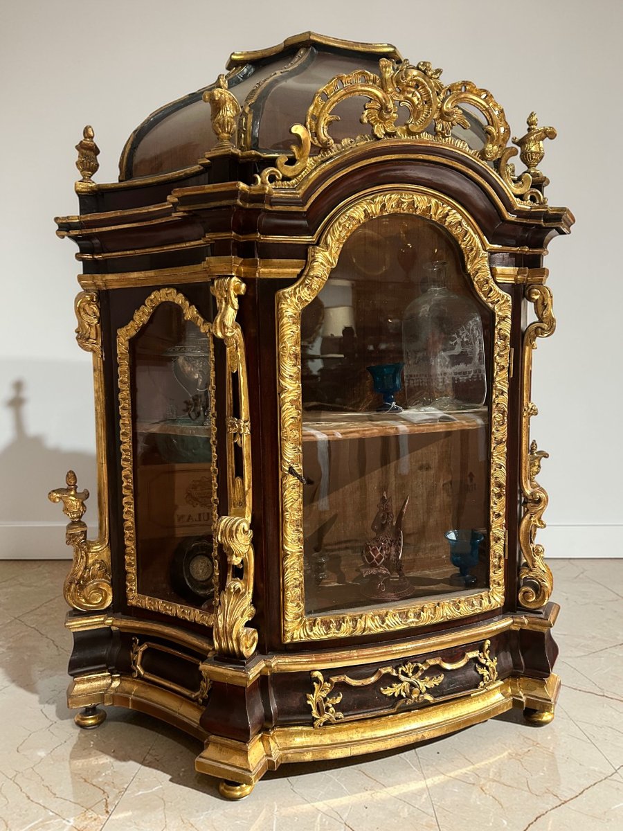 Important Romanesque Baroque Showcase In Wood And Gilded With Pure Gold. Second Half 17th C.-photo-3