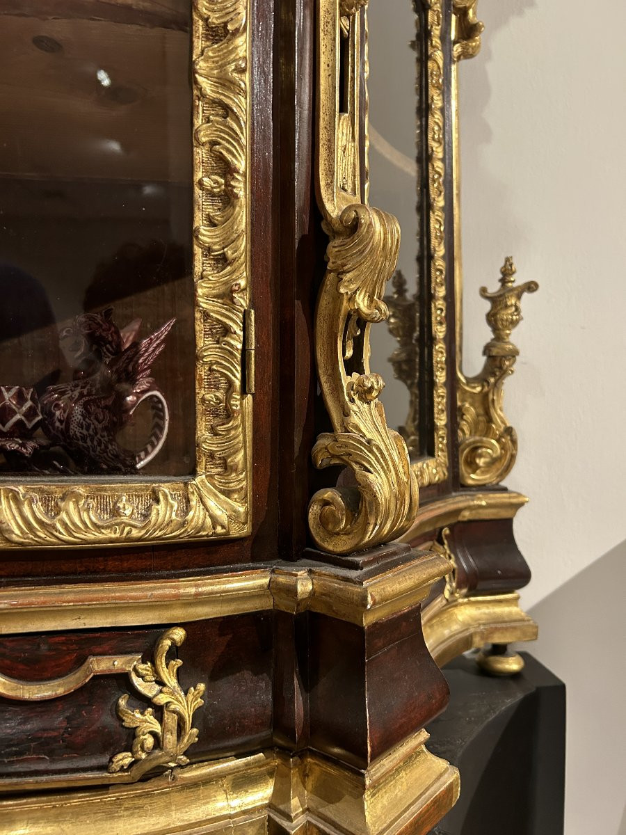 Important Romanesque Baroque Showcase In Wood And Gilded With Pure Gold. Second Half 17th C.-photo-4