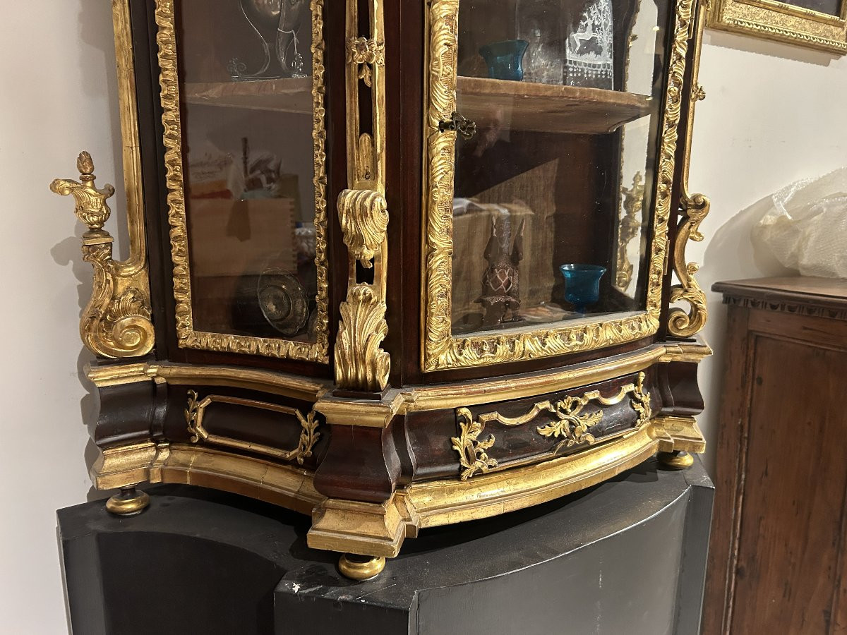 Important Romanesque Baroque Showcase In Wood And Gilded With Pure Gold. Second Half 17th C.-photo-3