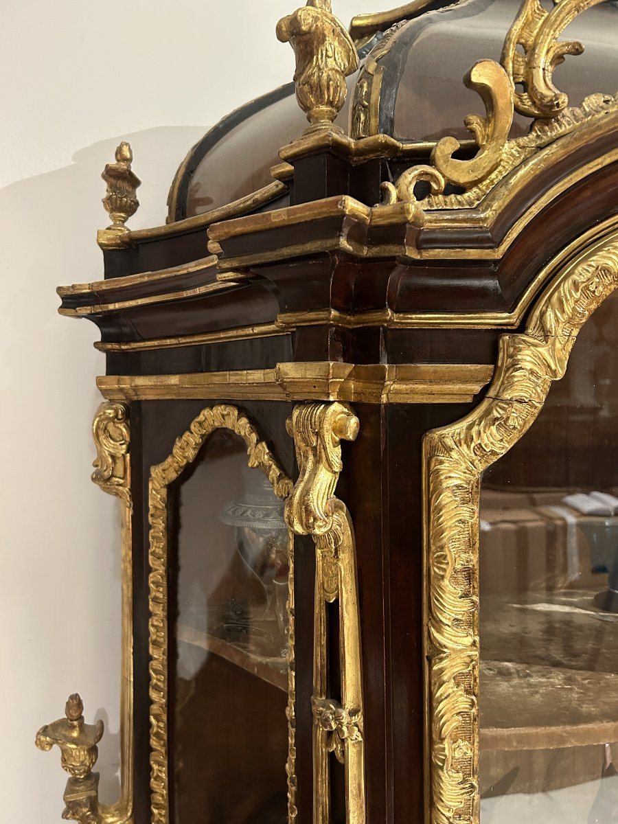 Important Romanesque Baroque Showcase In Wood And Gilded With Pure Gold. Second Half 17th C.-photo-4