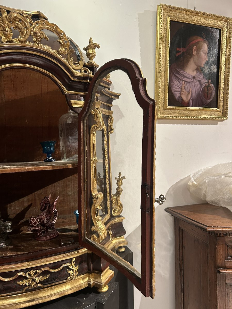 Important Romanesque Baroque Showcase In Wood And Gilded With Pure Gold. Second Half 17th C.-photo-5
